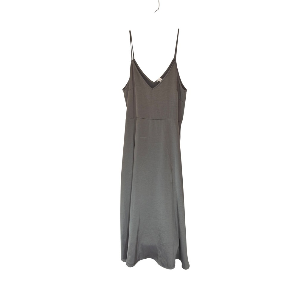 Anthropologie Daily Practice Satin Slip Dress Dark Gray Carbon Sleeveless Medium